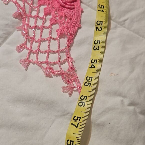 Crochet Pink Lightweight Cotton  Rose Design Shawl Wrap - Picture 10 of 14